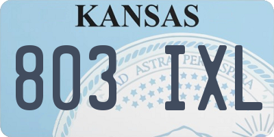 KS license plate 803IXL