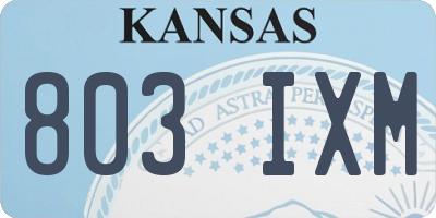 KS license plate 803IXM