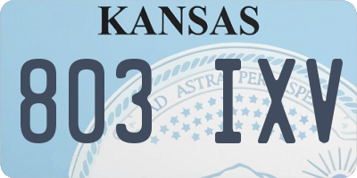 KS license plate 803IXV
