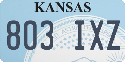 KS license plate 803IXZ