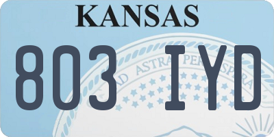 KS license plate 803IYD