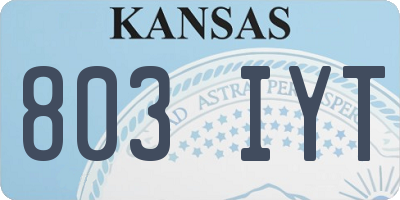 KS license plate 803IYT