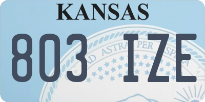 KS license plate 803IZE