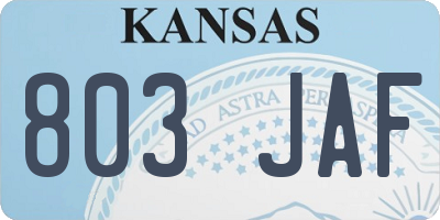 KS license plate 803JAF