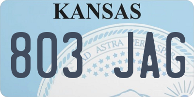 KS license plate 803JAG