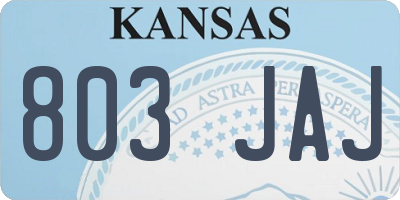 KS license plate 803JAJ