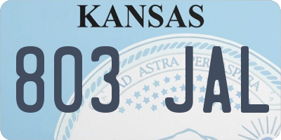 KS license plate 803JAL