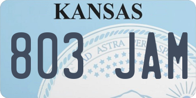 KS license plate 803JAM