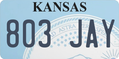 KS license plate 803JAY