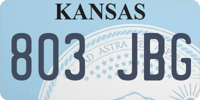KS license plate 803JBG