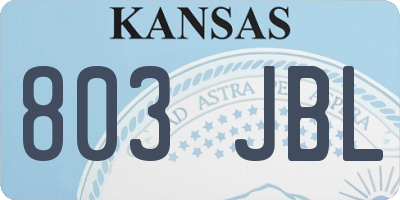 KS license plate 803JBL