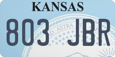KS license plate 803JBR