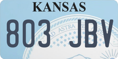 KS license plate 803JBV
