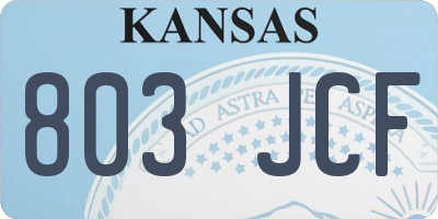 KS license plate 803JCF