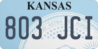 KS license plate 803JCI