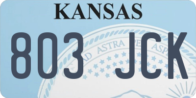 KS license plate 803JCK