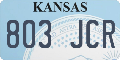 KS license plate 803JCR