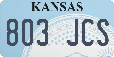 KS license plate 803JCS