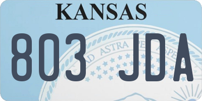 KS license plate 803JDA
