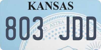 KS license plate 803JDD