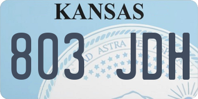 KS license plate 803JDH