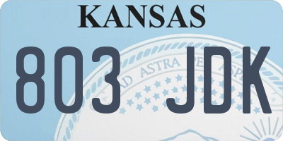 KS license plate 803JDK