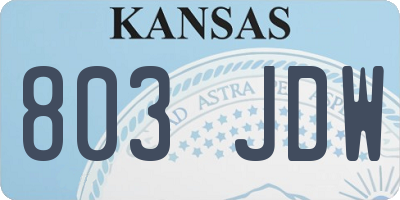 KS license plate 803JDW