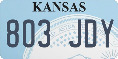KS license plate 803JDY