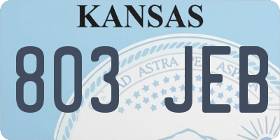 KS license plate 803JEB