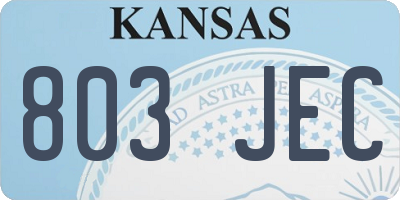 KS license plate 803JEC