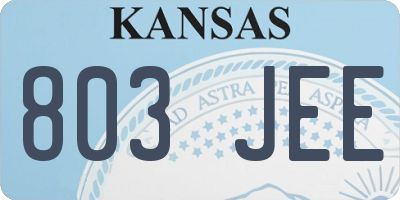 KS license plate 803JEE