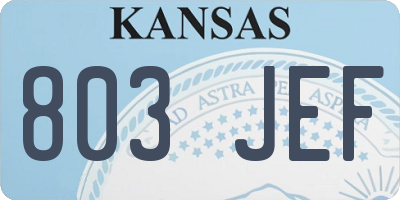 KS license plate 803JEF