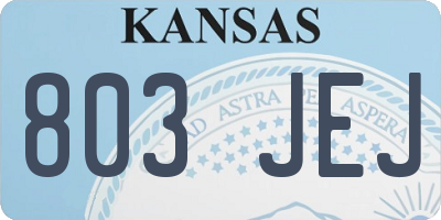 KS license plate 803JEJ