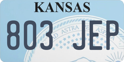 KS license plate 803JEP