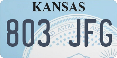 KS license plate 803JFG