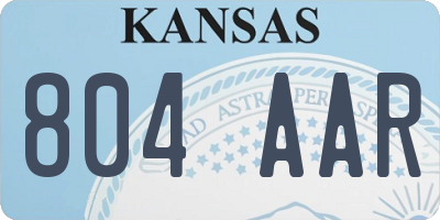 KS license plate 804AAR