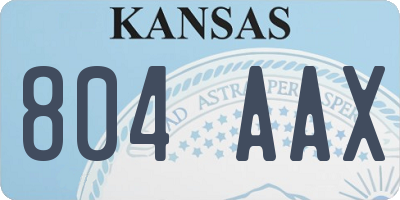 KS license plate 804AAX