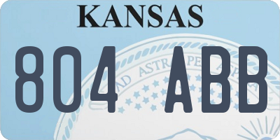 KS license plate 804ABB