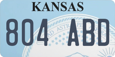 KS license plate 804ABD