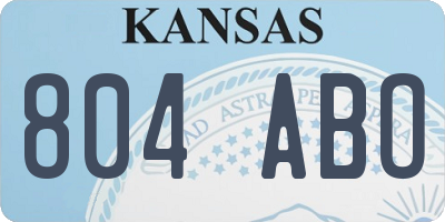 KS license plate 804ABO