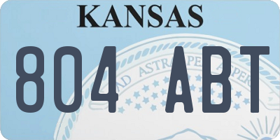 KS license plate 804ABT
