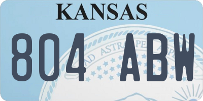 KS license plate 804ABW