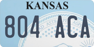 KS license plate 804ACA