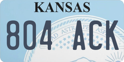 KS license plate 804ACK
