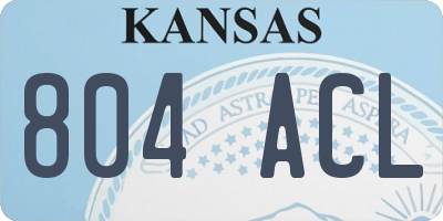 KS license plate 804ACL