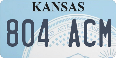 KS license plate 804ACM