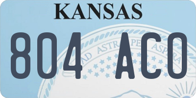 KS license plate 804ACO