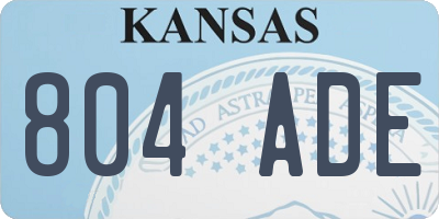 KS license plate 804ADE