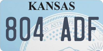 KS license plate 804ADF