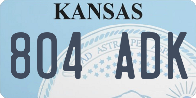KS license plate 804ADK